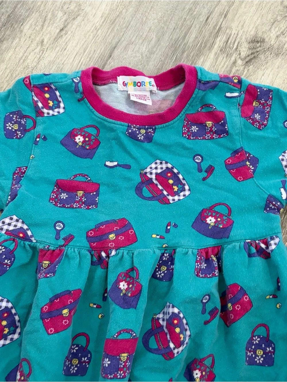 Vintage 90s 1995  Gymboree Girls Dress  Rainbow Tag School Days 3/4 Handbags